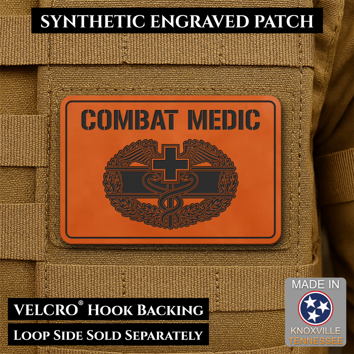 Army Combat Medic Morale Patch, 2x3" | Made in USA | VELCRO® Brand Hook Backing