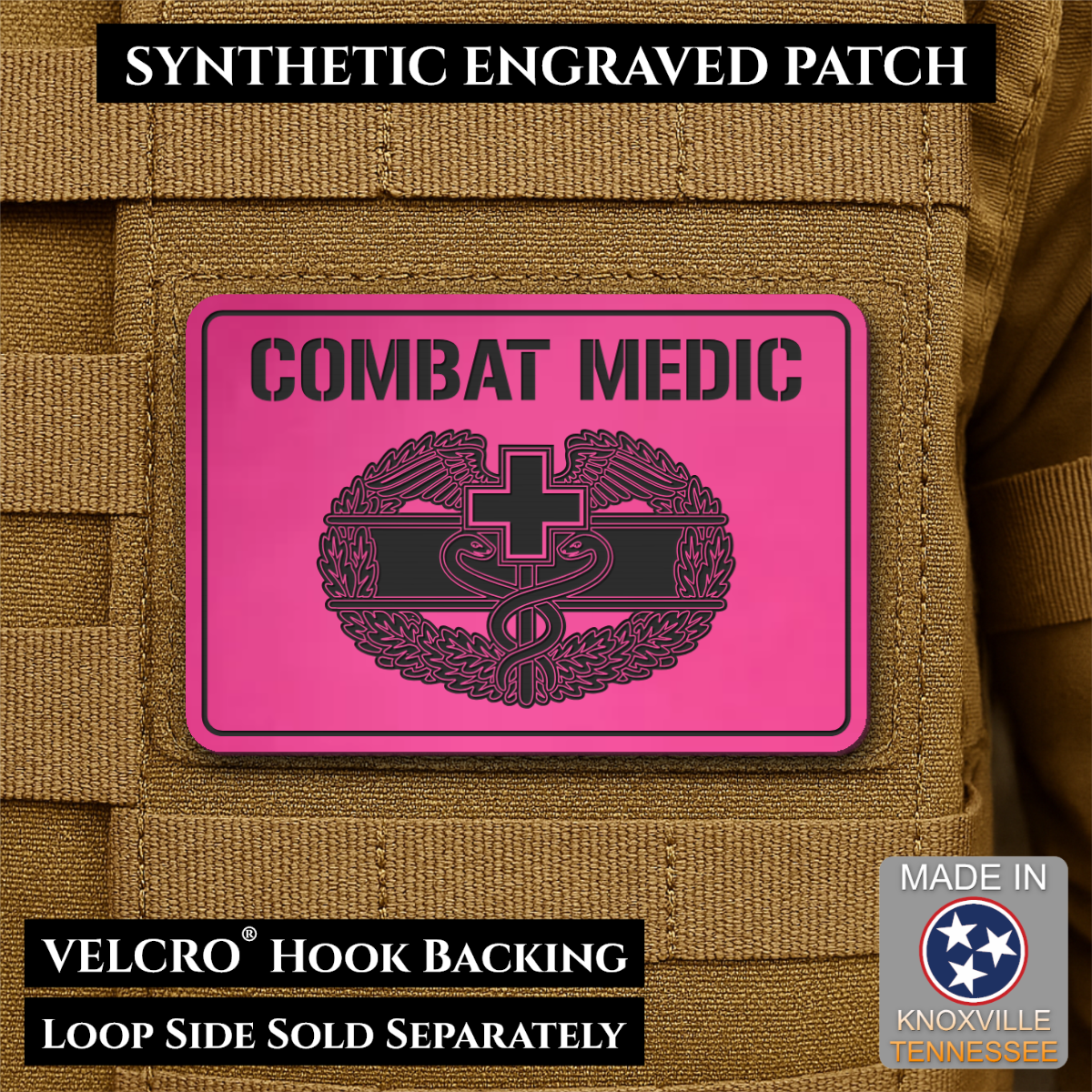 Army Combat Medic Morale Patch, 2x3" | Made in USA | VELCRO® Brand Hook Backing