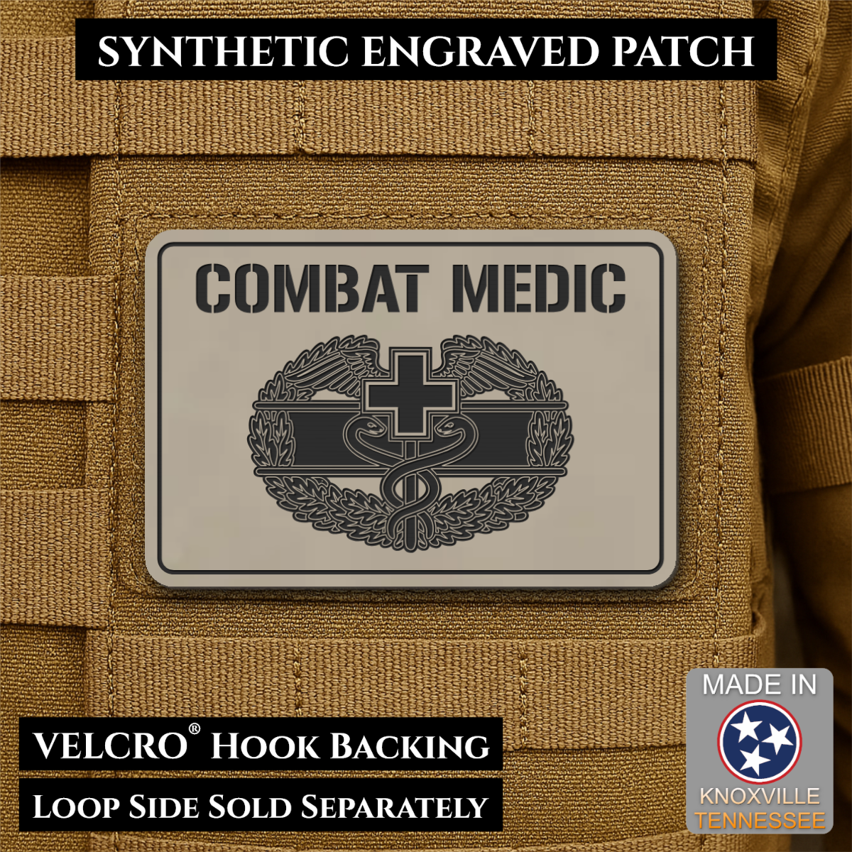 Army Combat Medic Morale Patch, 2x3" | Made in USA | VELCRO® Brand Hook Backing