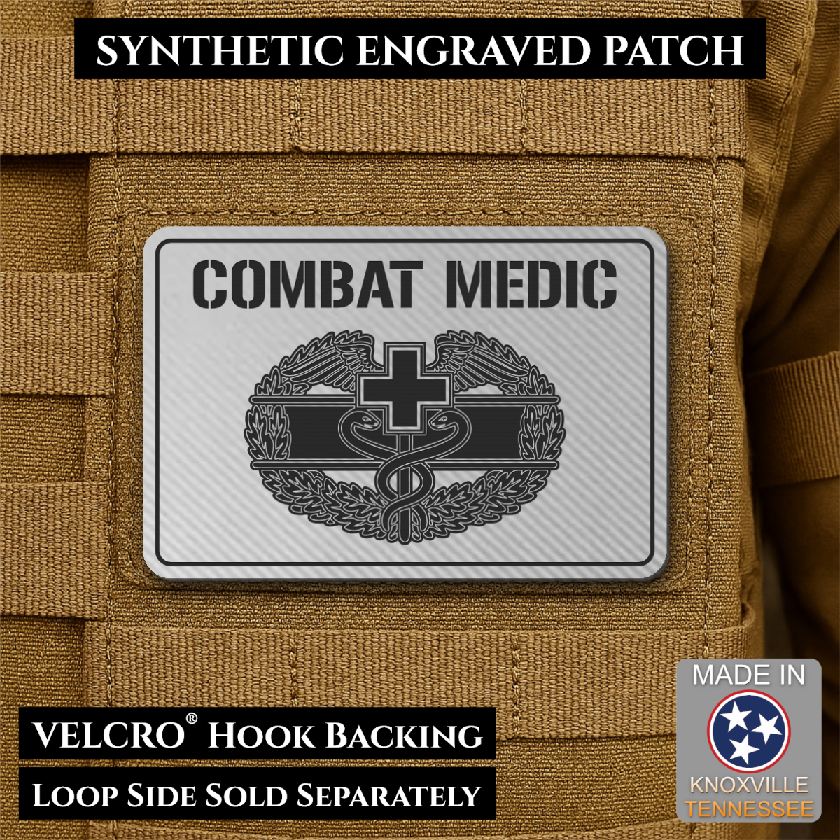 Army Combat Medic Morale Patch, 2x3" | Made in USA | VELCRO® Brand Hook Backing