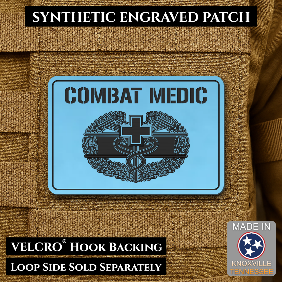 Army Combat Medic Morale Patch, 2x3" | Made in USA | VELCRO® Brand Hook Backing