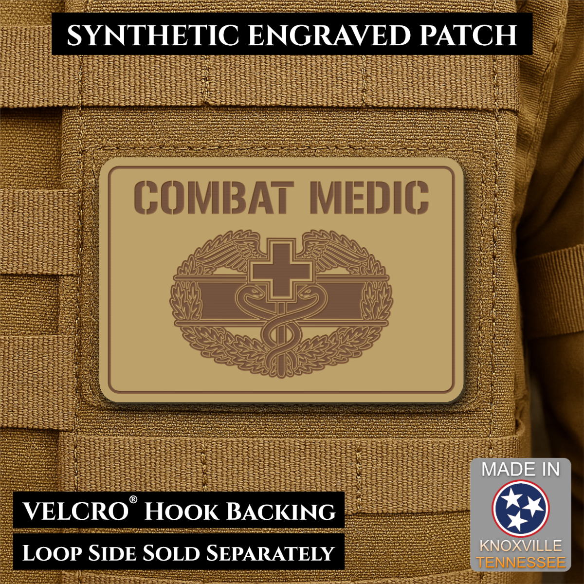 Army Combat Medic Morale Patch, 2x3" | Made in USA | VELCRO® Brand Hook Backing