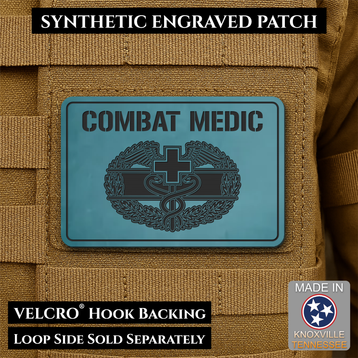 Army Combat Medic Morale Patch, 2x3" | Made in USA | VELCRO® Brand Hook Backing
