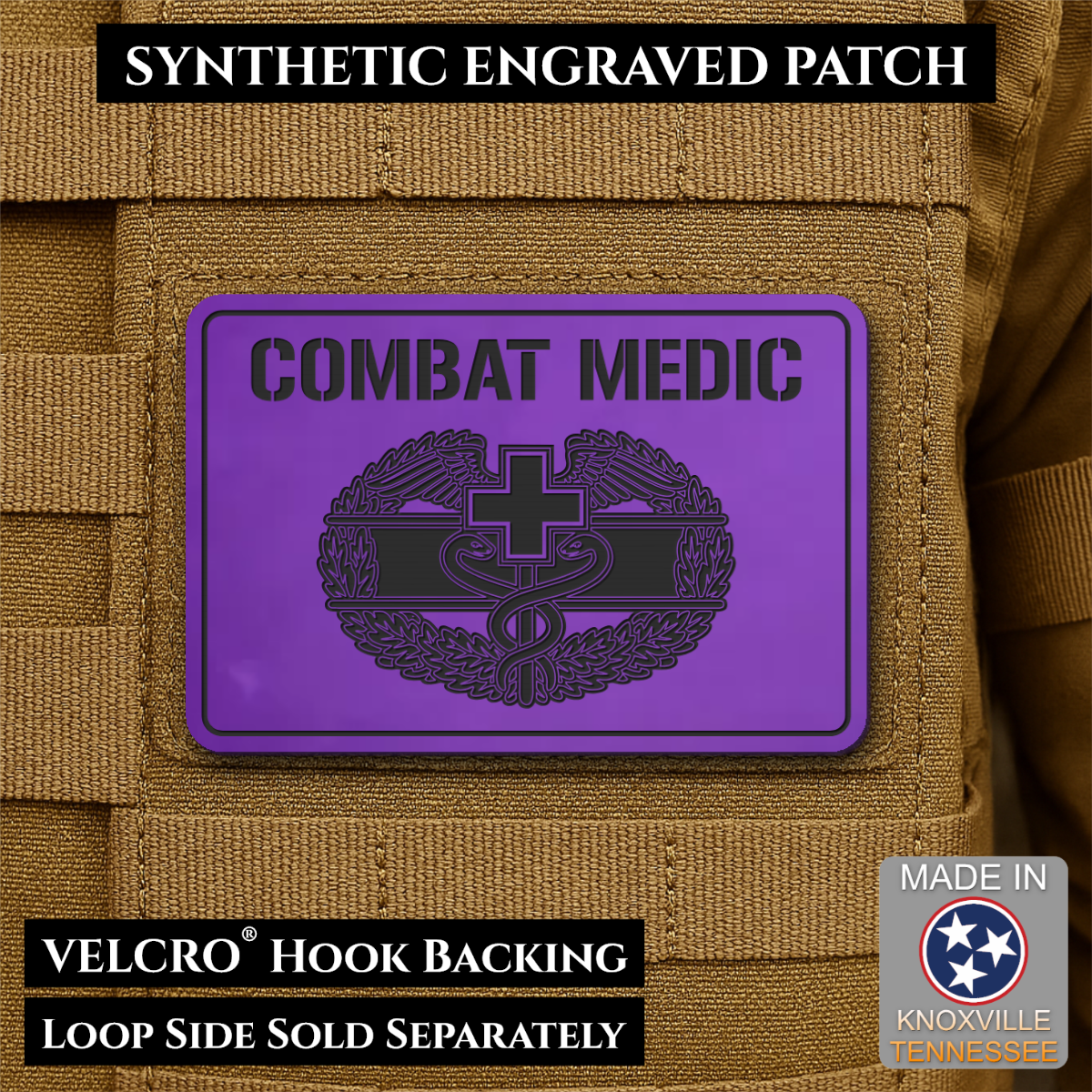 Army Combat Medic Morale Patch, 2x3" | Made in USA | VELCRO® Brand Hook Backing