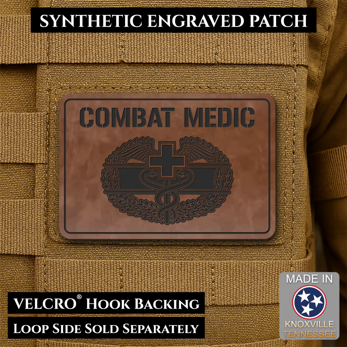 Army Combat Medic Morale Patch, 2x3" | Made in USA | VELCRO® Brand Hook Backing