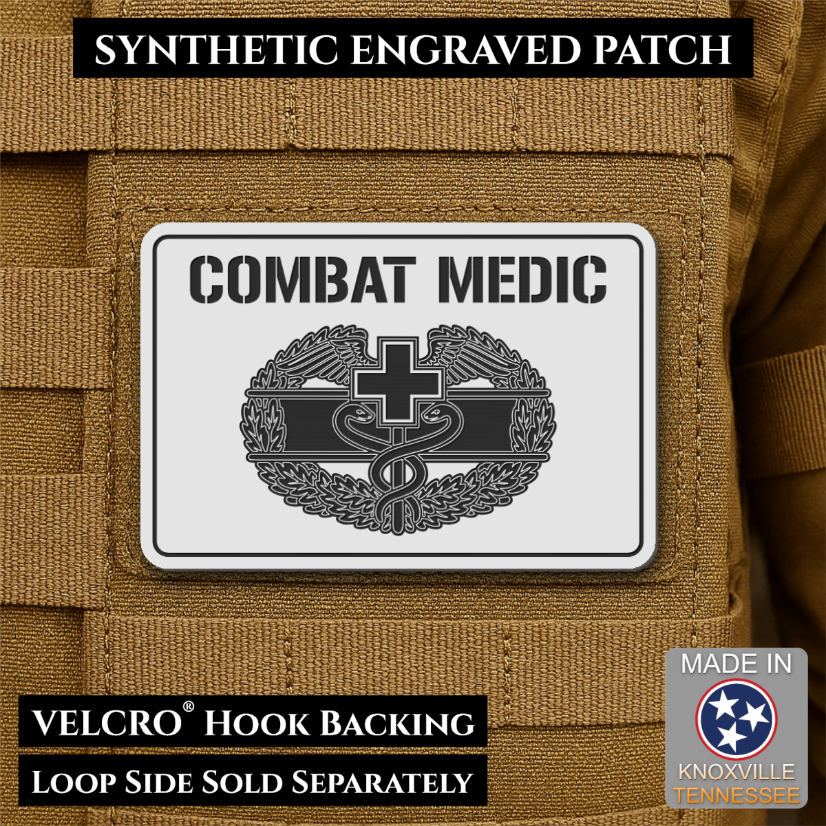 Army Combat Medic Morale Patch, 2x3" | Made in USA | VELCRO® Brand Hook Backing
