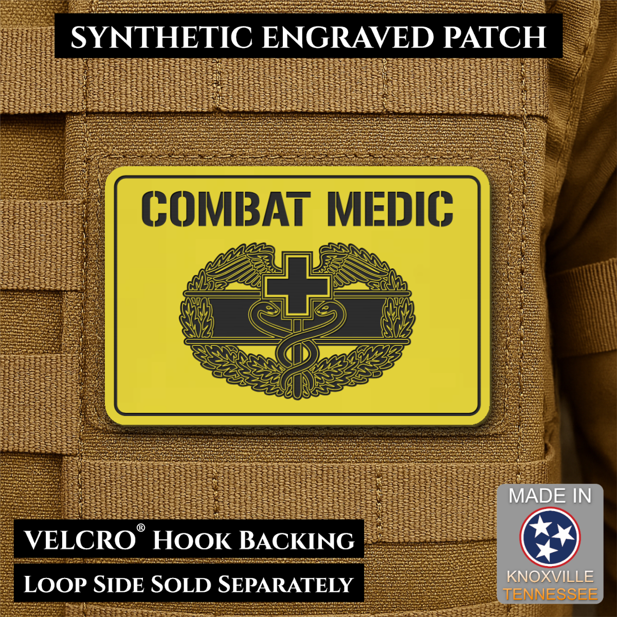 Army Combat Medic Morale Patch, 2x3" | Made in USA | VELCRO® Brand Hook Backing