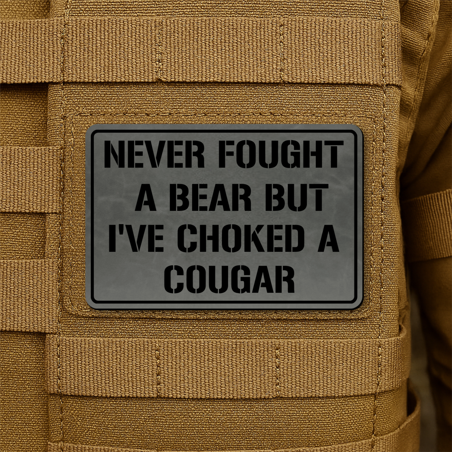I’ve Choked A Cougar Funny Morale Patch, 2x3" | Made in USA | VELCRO® Brand Hook Backing