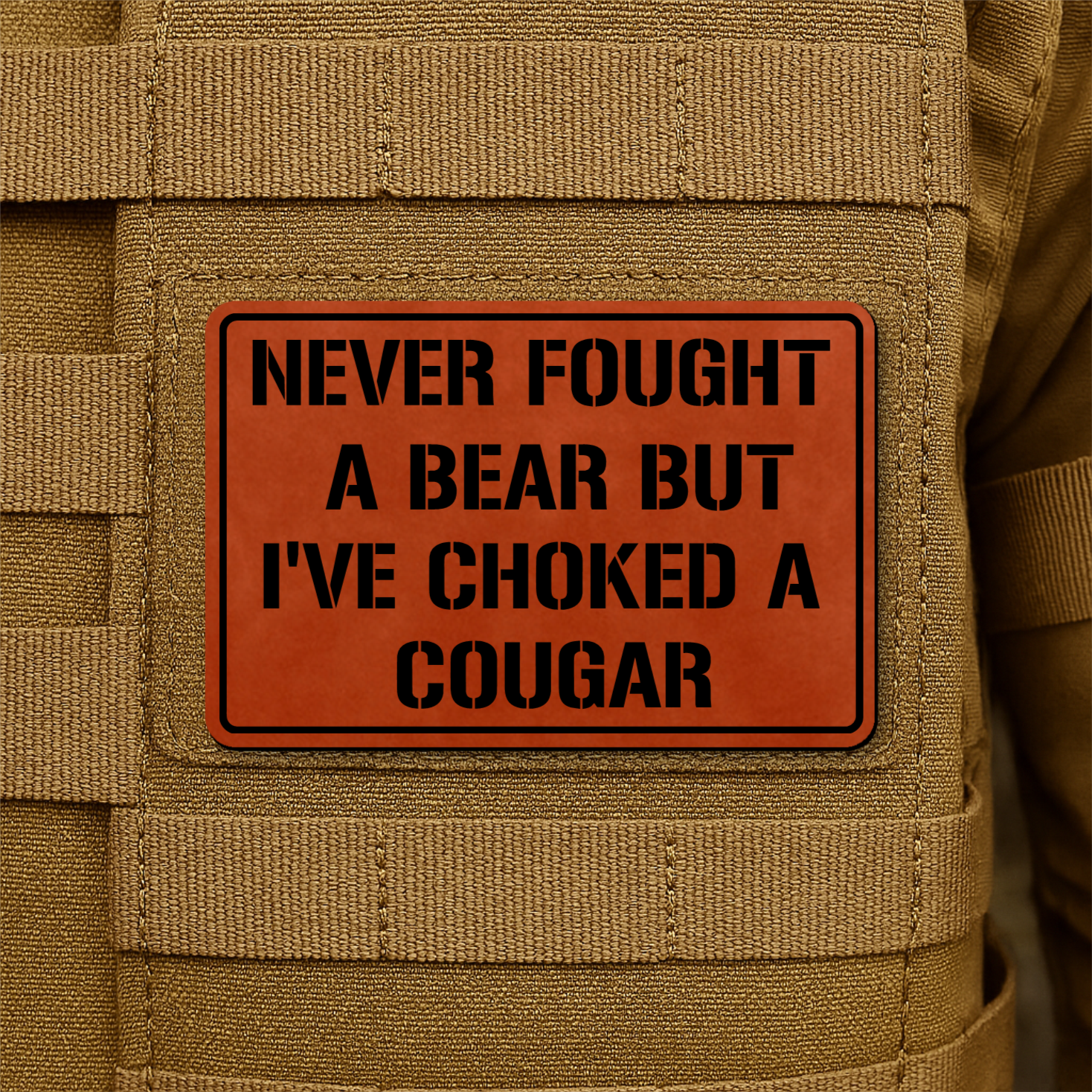 I’ve Choked A Cougar Funny Morale Patch, 2x3" | Made in USA | VELCRO® Brand Hook Backing
