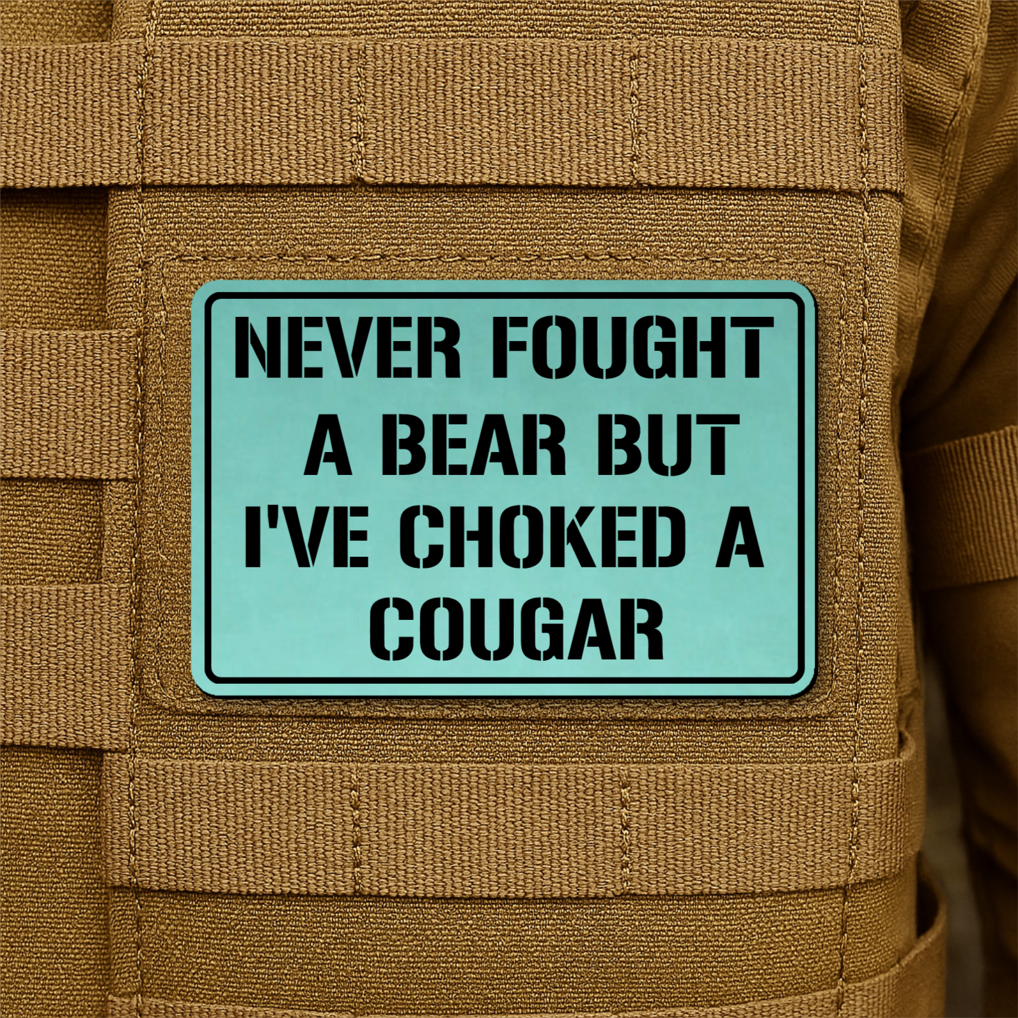 I’ve Choked A Cougar Funny Morale Patch, 2x3" | Made in USA | VELCRO® Brand Hook Backing
