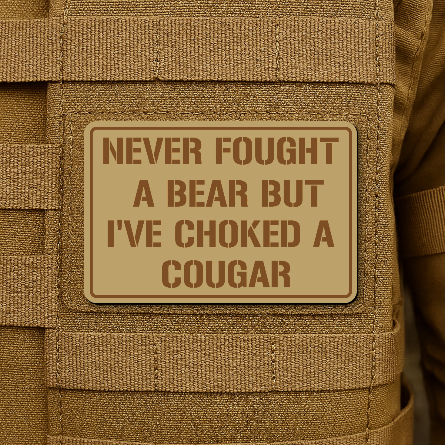 I’ve Choked A Cougar Funny Morale Patch, 2x3" | Made in USA | VELCRO® Brand Hook Backing