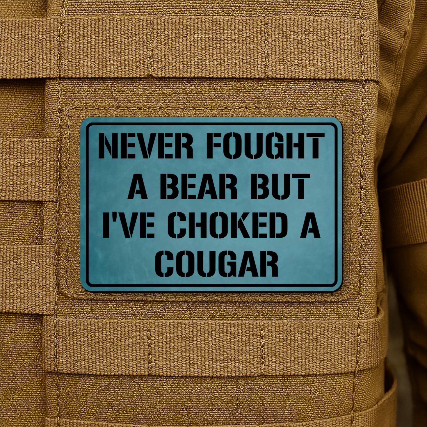 I’ve Choked A Cougar Funny Morale Patch, 2x3" | Made in USA | VELCRO® Brand Hook Backing