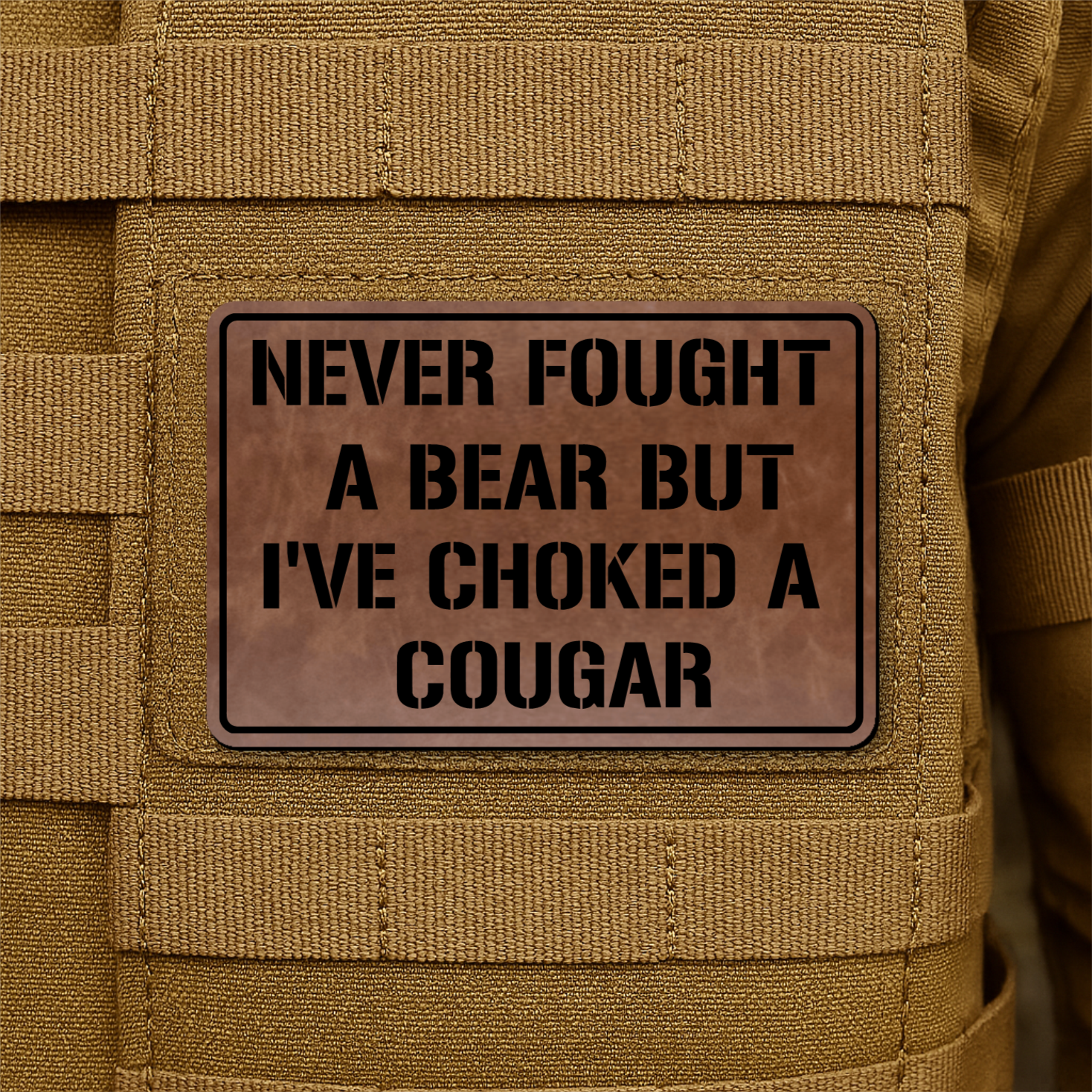 I’ve Choked A Cougar Funny Morale Patch, 2x3" | Made in USA | VELCRO® Brand Hook Backing