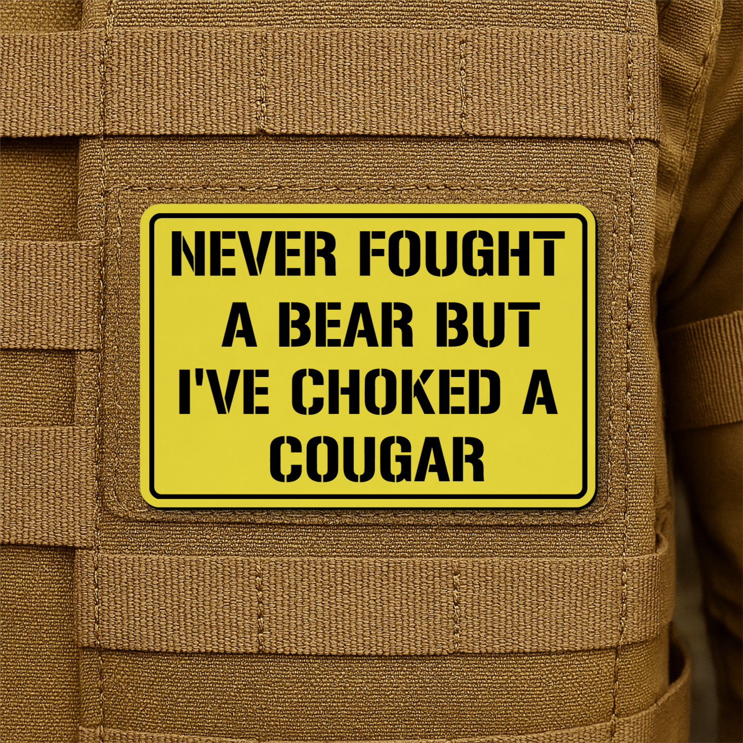 I’ve Choked A Cougar Funny Morale Patch, 2x3" | Made in USA | VELCRO® Brand Hook Backing