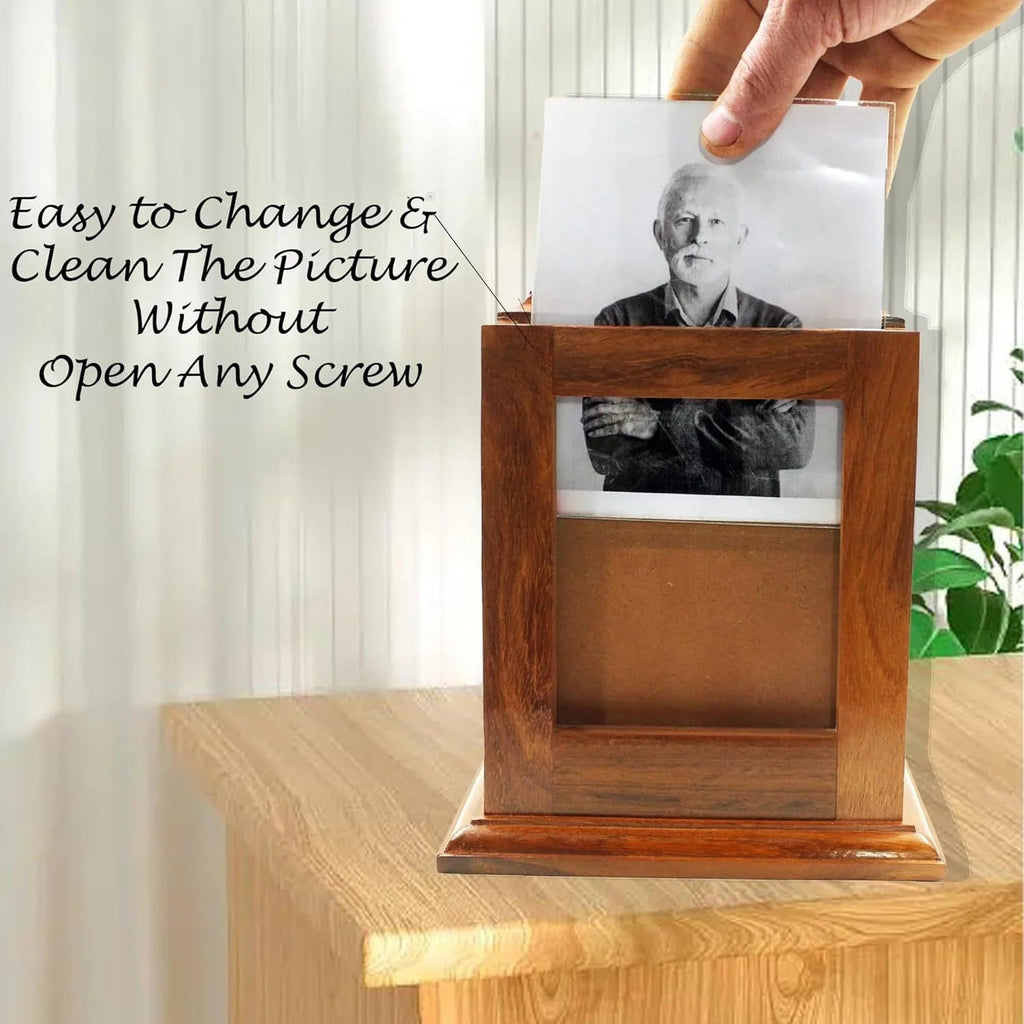 Portrait Urn  with Photo  Total Size 7"x7"x8"