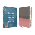 Niv, Quest Study Bible, Leathersoft, Gray/Pink, Thumb Indexed, Comfort Print: The Only Q and A Study Bible - Imitation Leather