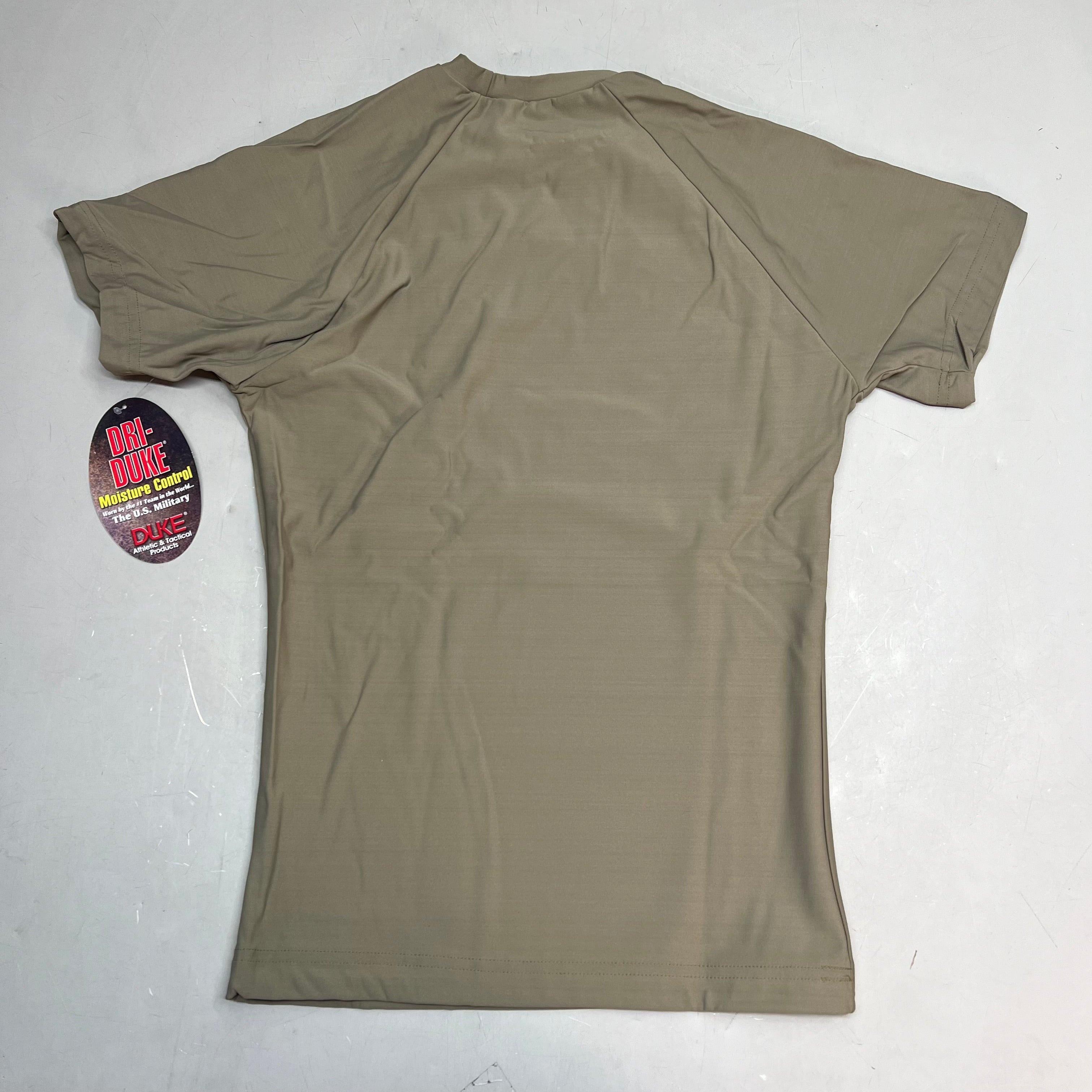 DUKE DRI Nylon/Spandex Tight Fit Military T-Shirt Men's Sz L Coyote Tan T45499BG