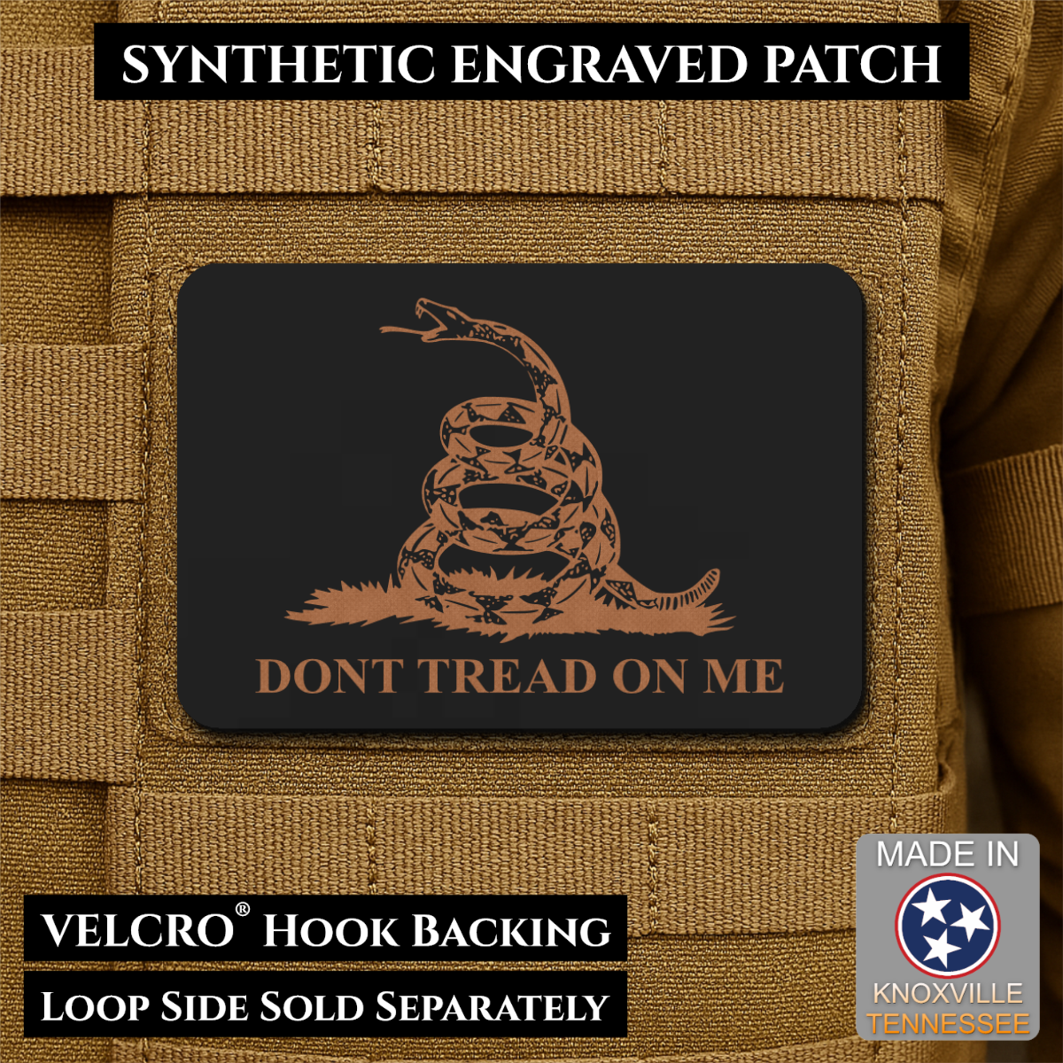 Don’t Tread on Me Gadsden Tactical Flag Patch, 2x3" | Made in USA | VELCRO® Brand Hook Backing