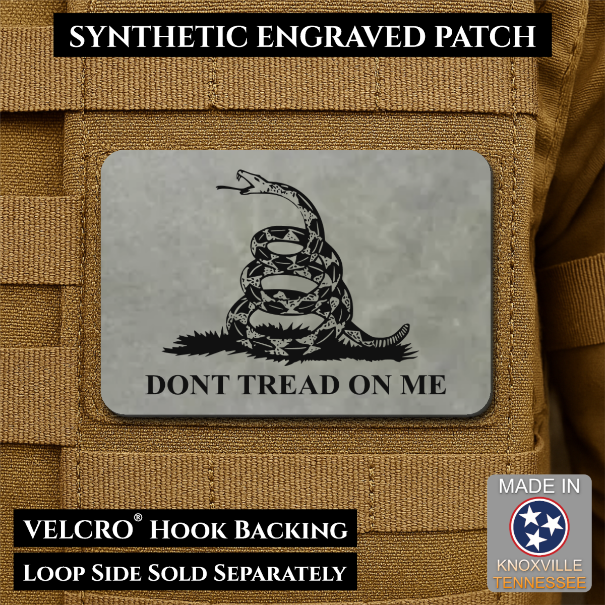 Don’t Tread on Me Gadsden Tactical Flag Patch, 2x3" | Made in USA | VELCRO® Brand Hook Backing