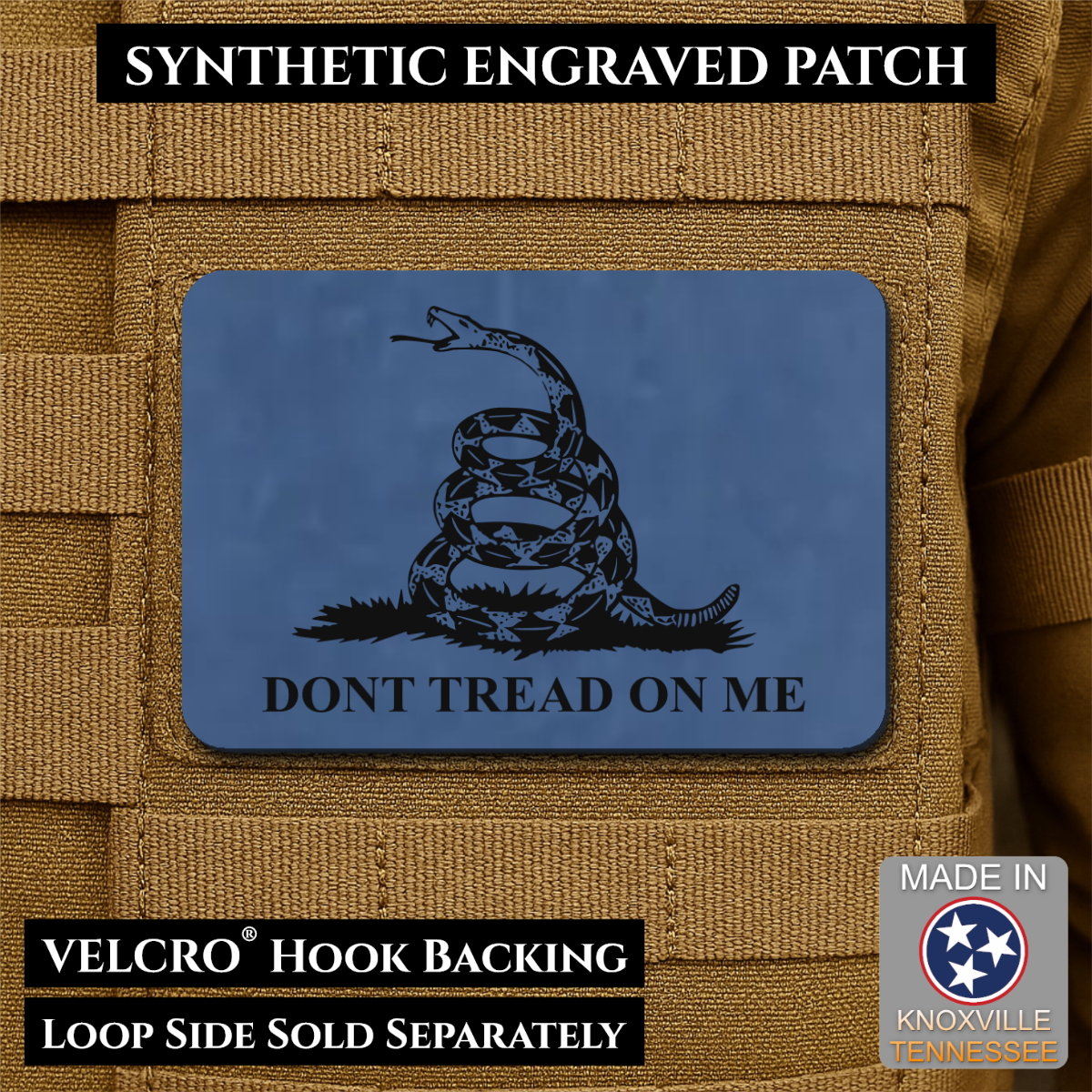 Don’t Tread on Me Gadsden Tactical Flag Patch, 2x3" | Made in USA | VELCRO® Brand Hook Backing