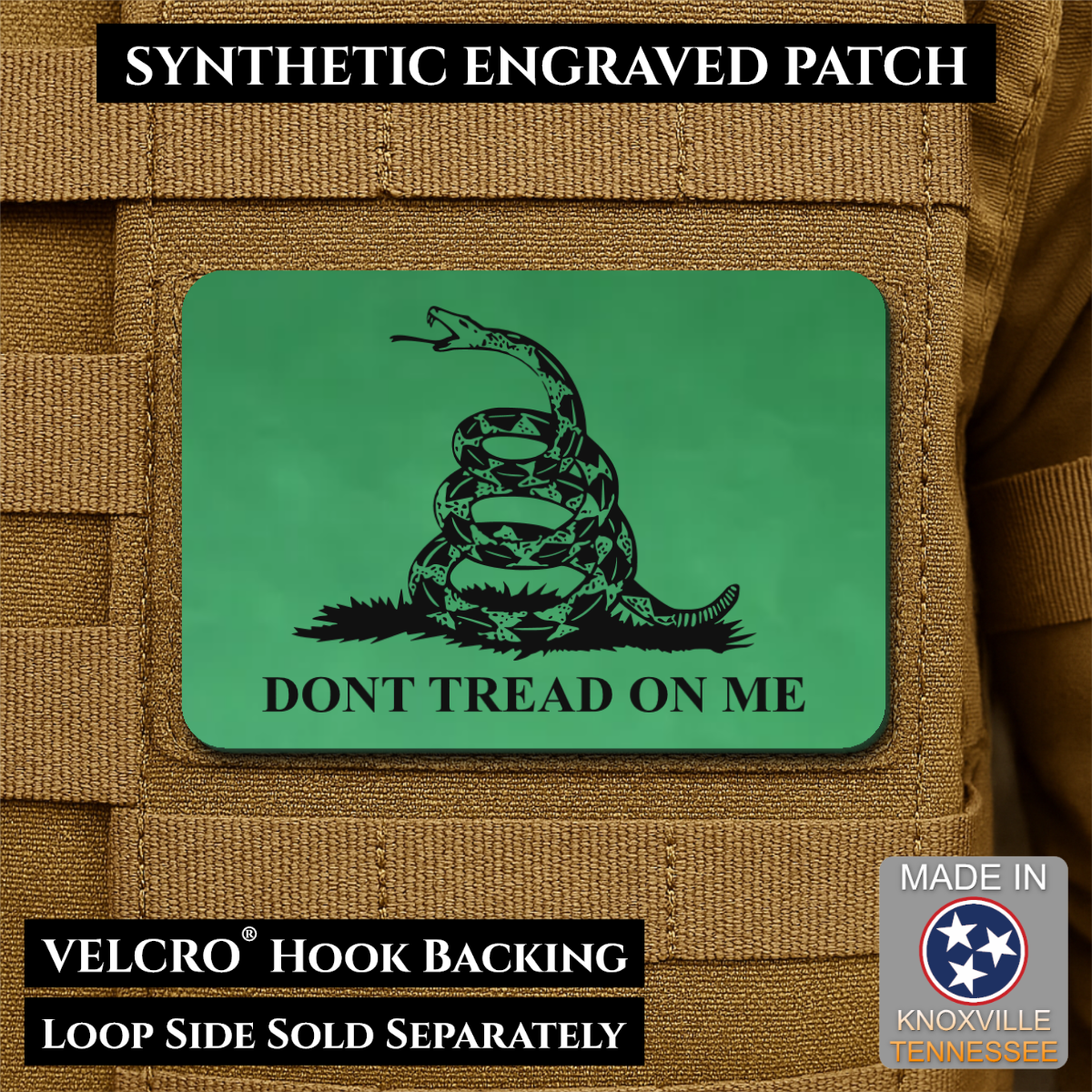 Don’t Tread on Me Gadsden Tactical Flag Patch, 2x3" | Made in USA | VELCRO® Brand Hook Backing