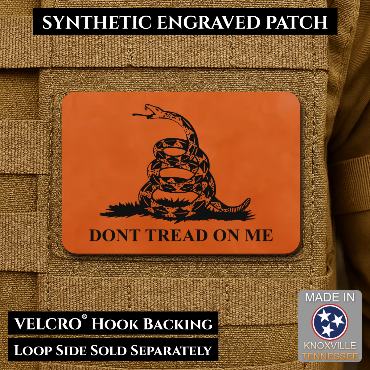 Don’t Tread on Me Gadsden Tactical Flag Patch, 2x3" | Made in USA | VELCRO® Brand Hook Backing