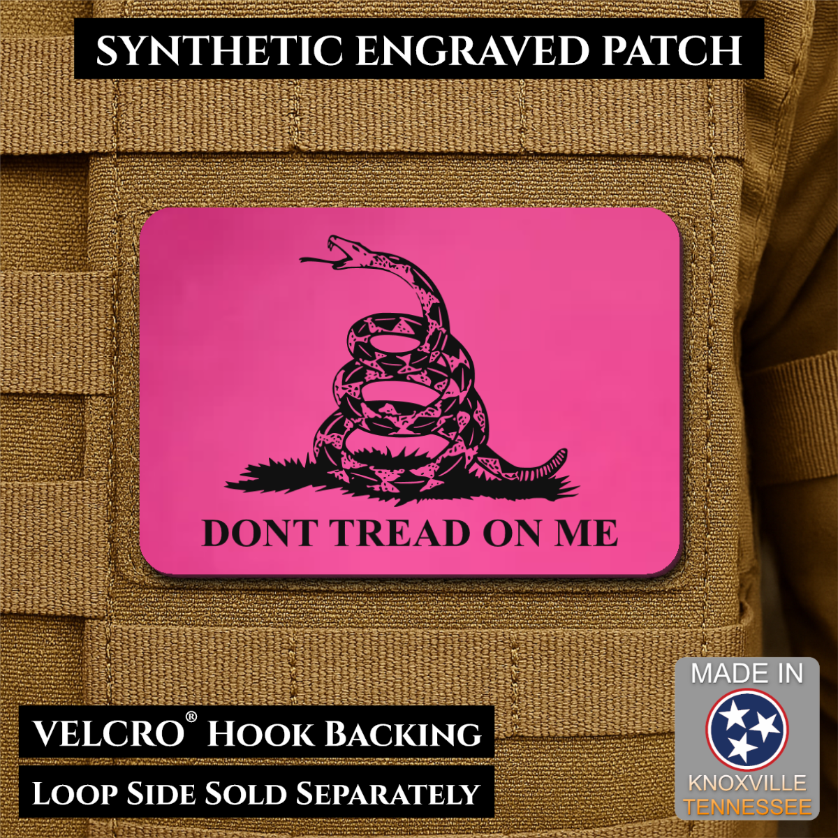 Don’t Tread on Me Gadsden Tactical Flag Patch, 2x3" | Made in USA | VELCRO® Brand Hook Backing