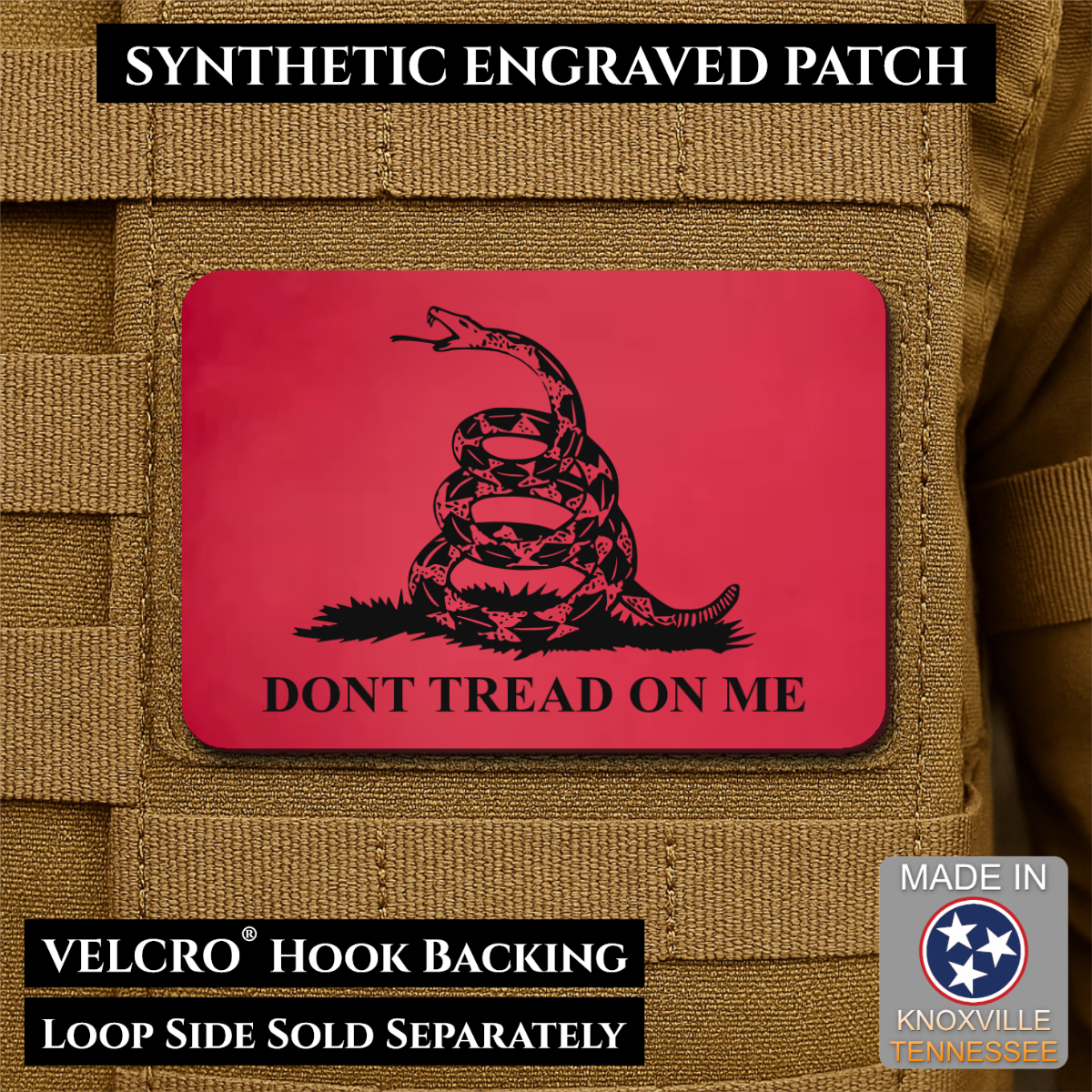 Don’t Tread on Me Gadsden Tactical Flag Patch, 2x3" | Made in USA | VELCRO® Brand Hook Backing