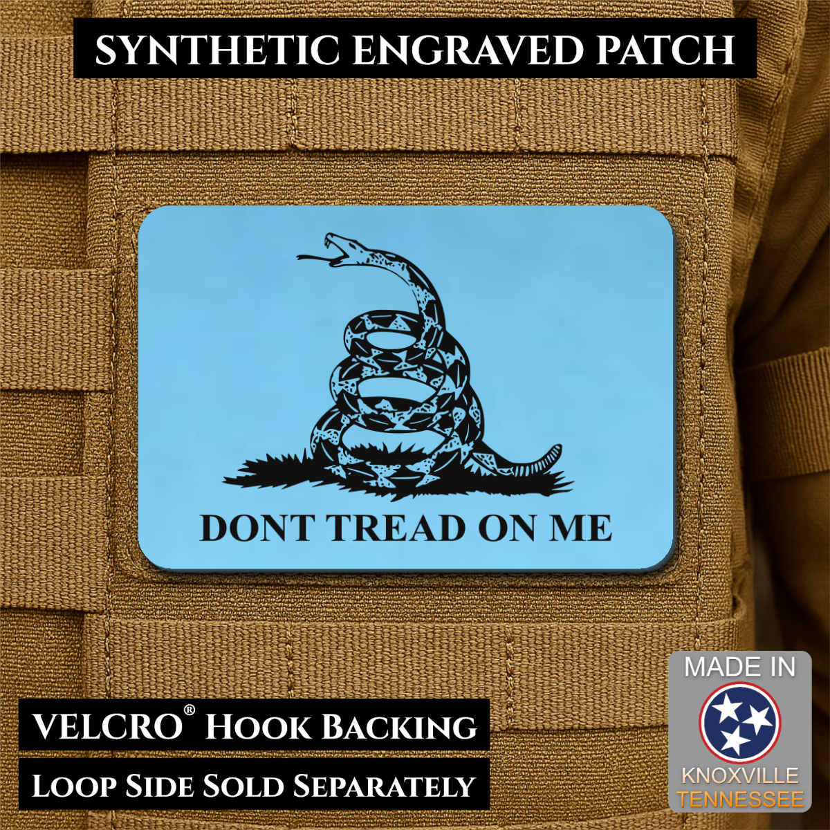 Don’t Tread on Me Gadsden Tactical Flag Patch, 2x3" | Made in USA | VELCRO® Brand Hook Backing