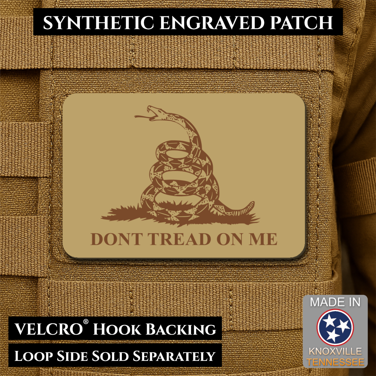 Don’t Tread on Me Gadsden Tactical Flag Patch, 2x3" | Made in USA | VELCRO® Brand Hook Backing