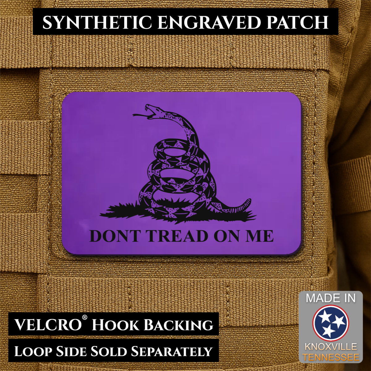Don’t Tread on Me Gadsden Tactical Flag Patch, 2x3" | Made in USA | VELCRO® Brand Hook Backing