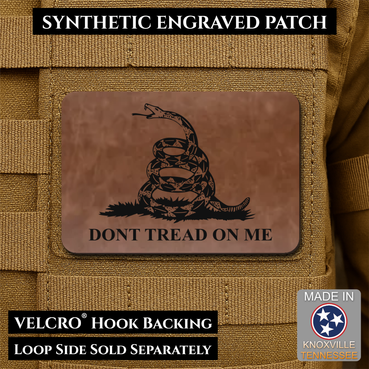 Don’t Tread on Me Gadsden Tactical Flag Patch, 2x3" | Made in USA | VELCRO® Brand Hook Backing