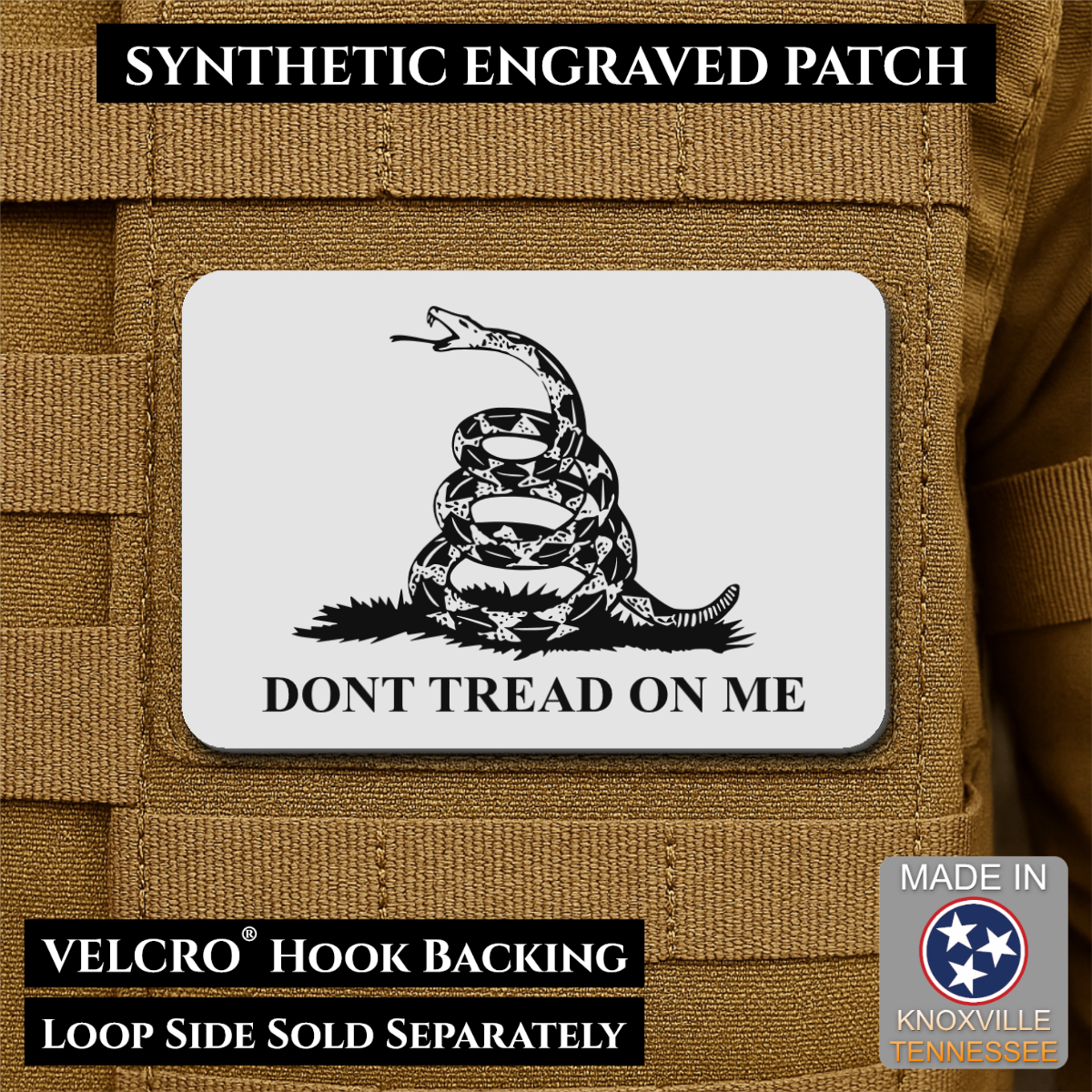 Don’t Tread on Me Gadsden Tactical Flag Patch, 2x3" | Made in USA | VELCRO® Brand Hook Backing