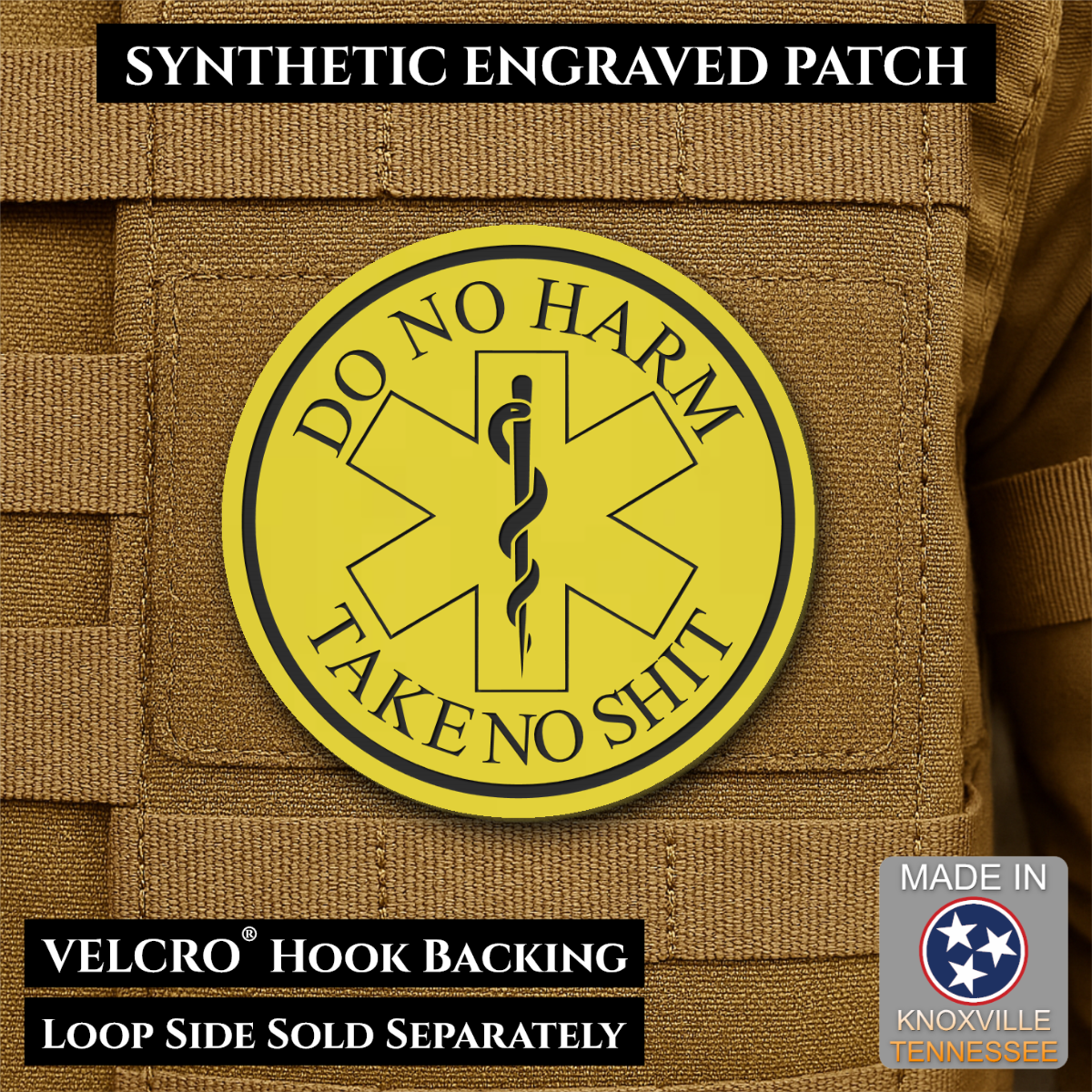 Do No Harm, Take No Shit - EMT, Medic, Nurse - Funny Morale Patch, 3" Round | Made in USA | VELCRO® Brand Hook Backing