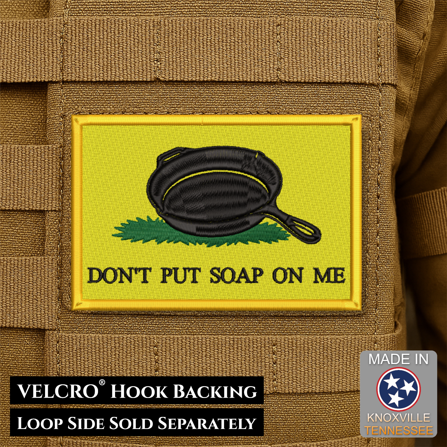Don't Put Soap On Me Funny Gadsden Morale Patch, 2x3" | Made in USA | VELCRO® Brand Hook Backing