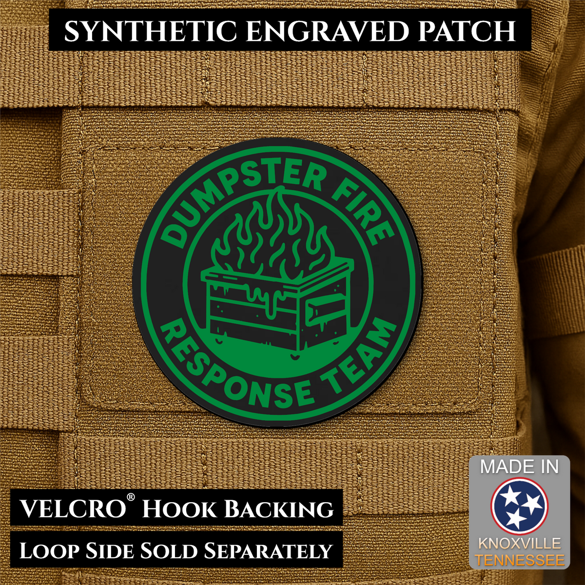 Dumpster Fire Response Team Funny Morale Patch | Made in USA | VELCRO® Brand Hook Backing