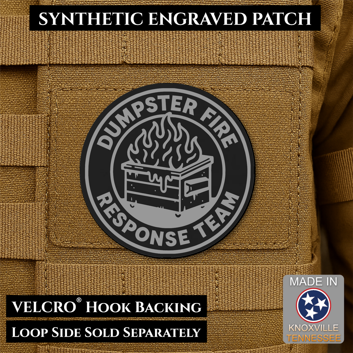 Dumpster Fire Response Team Funny Morale Patch | Made in USA | VELCRO® Brand Hook Backing