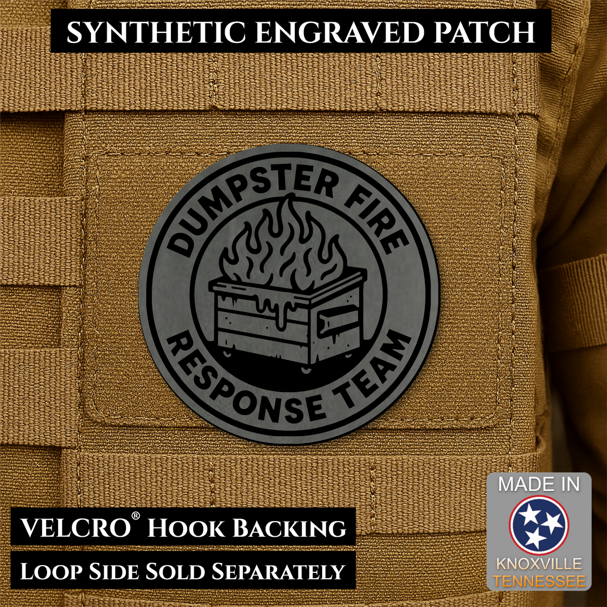 Dumpster Fire Response Team Funny Morale Patch | Made in USA | VELCRO® Brand Hook Backing