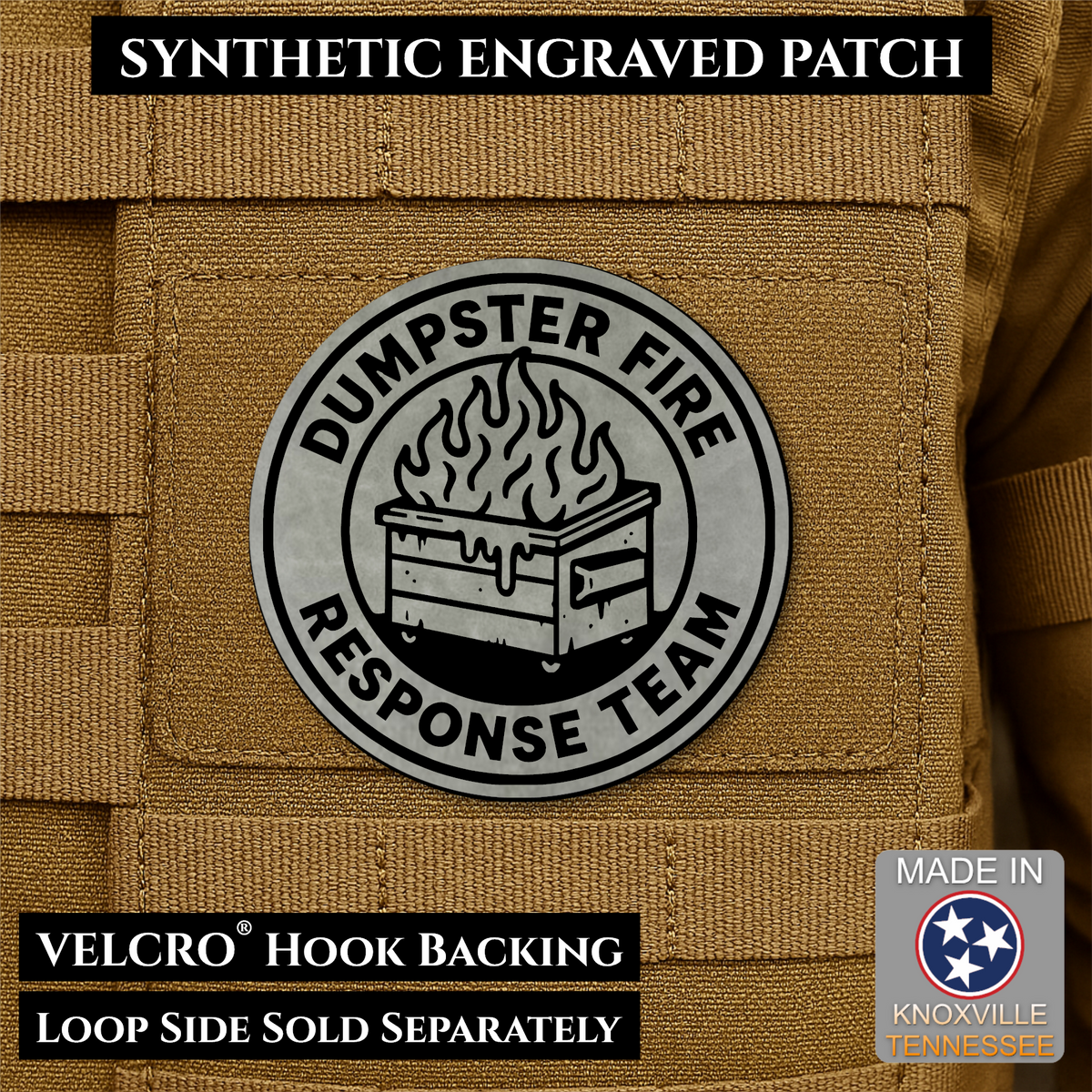 Dumpster Fire Response Team Funny Morale Patch | Made in USA | VELCRO® Brand Hook Backing