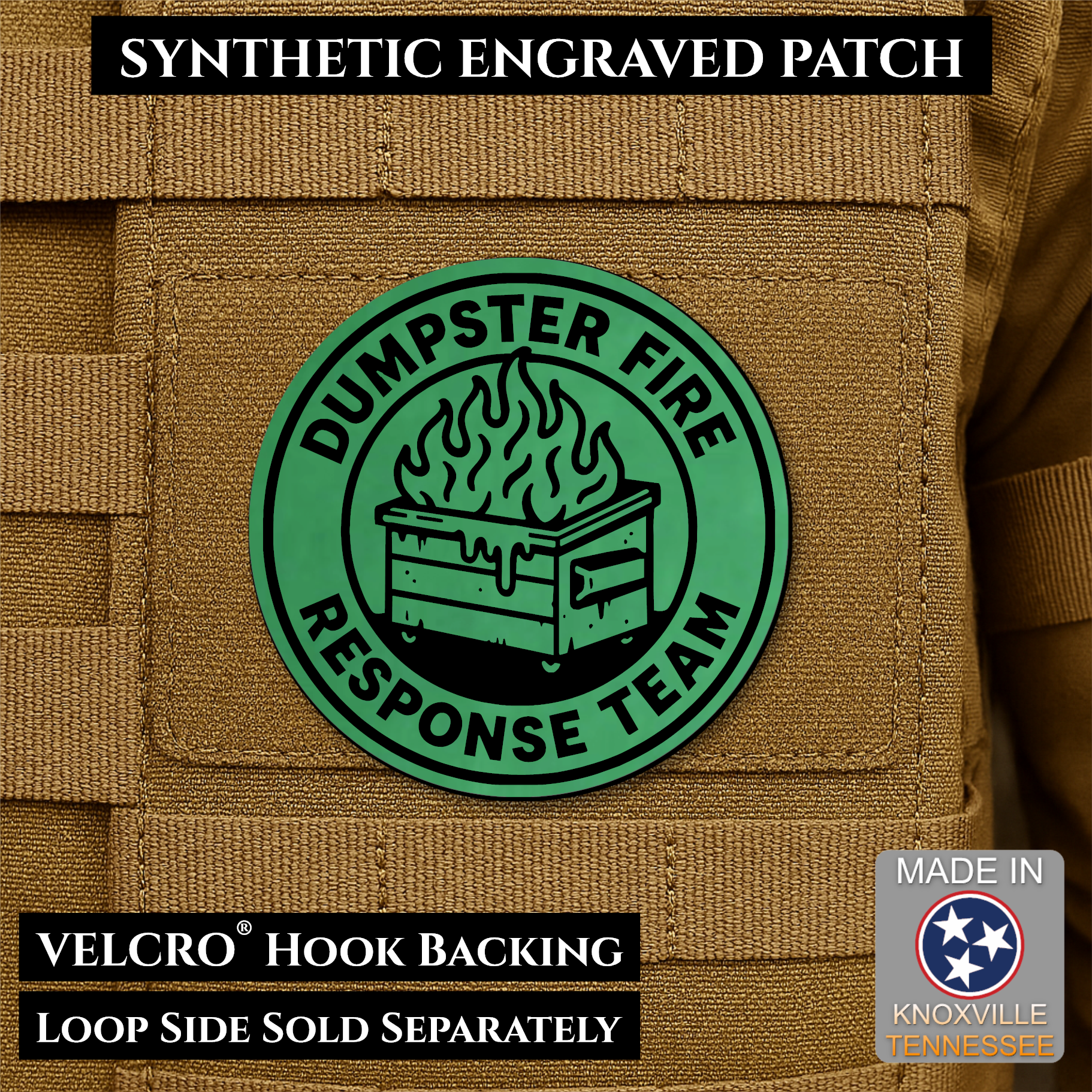 Dumpster Fire Response Team Funny Morale Patch | Made in USA | VELCRO® Brand Hook Backing