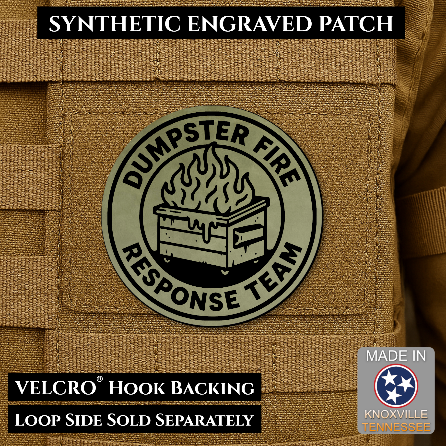 Dumpster Fire Response Team Funny Morale Patch | Made in USA | VELCRO® Brand Hook Backing