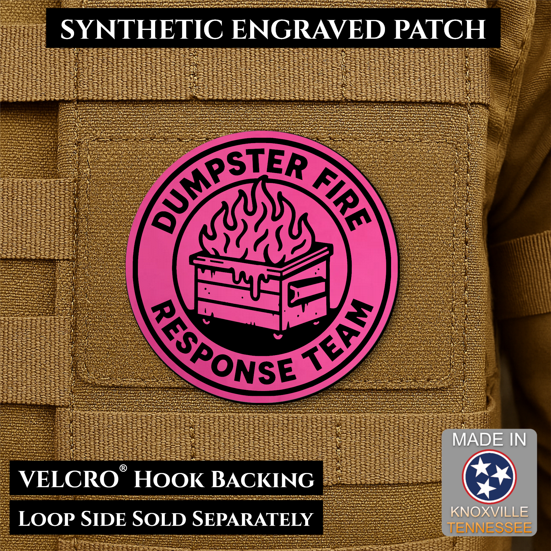 Dumpster Fire Response Team Funny Morale Patch | Made in USA | VELCRO® Brand Hook Backing