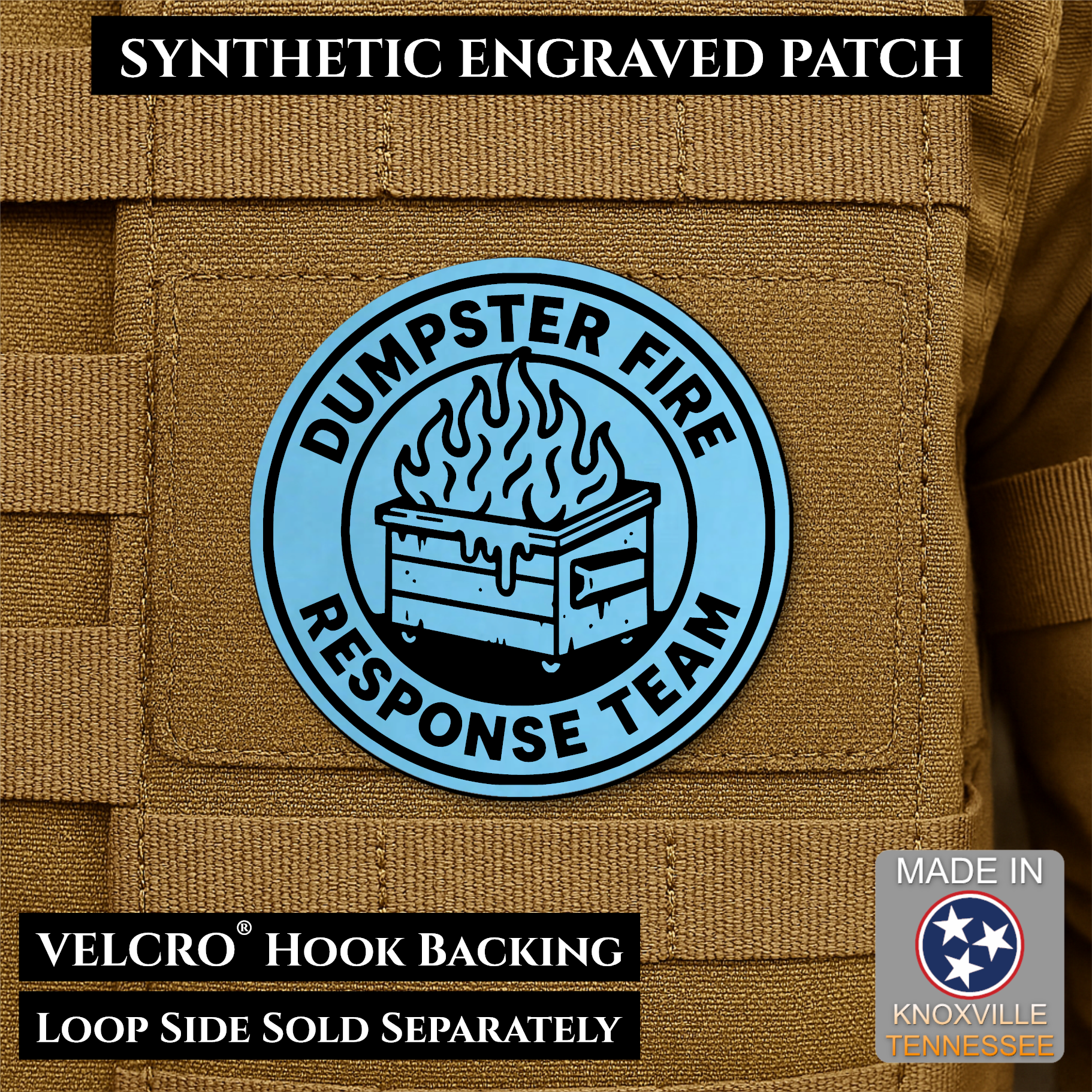 Dumpster Fire Response Team Funny Morale Patch | Made in USA | VELCRO® Brand Hook Backing