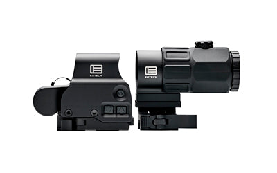 EOTECH HHS IX -  Holographic Sight and Magnifier -  Red DCR Reticle -  68 MOA Outer Reticle with 1 MOA Dot Reticle -  Night Vision Compatible -  Quick Disconnect Mounts -  Switch-to-Side Magnifier Mount -  Side Buttons -  Includes G45 5X Magnifier -  Matt