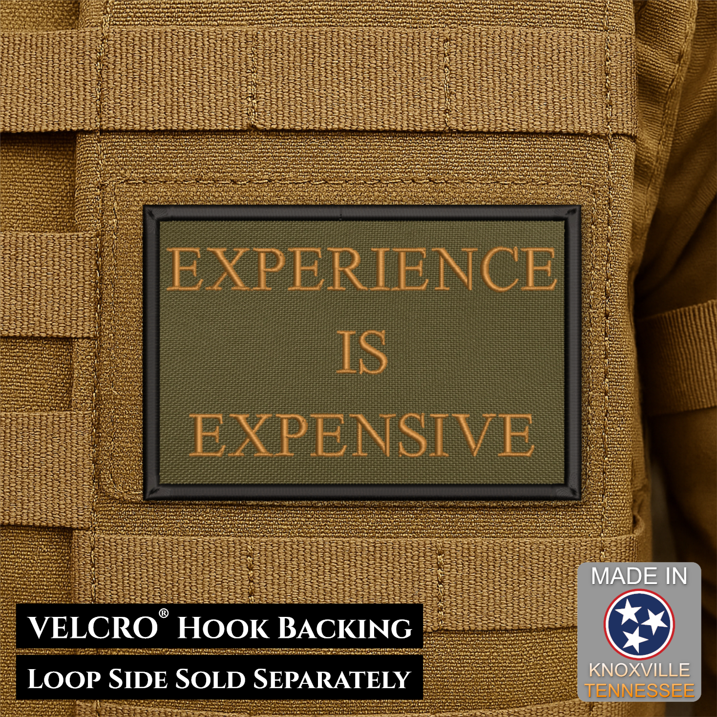 Experience Is Expensive Funny Tactical Morale Patch, 2x3" | Made in USA | VELCRO® Brand Hook Backing