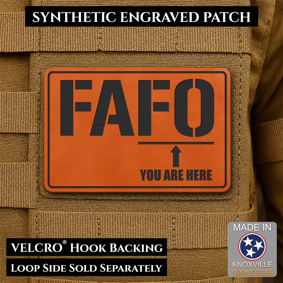 FAFO You Are Here Funny Morale Patch, 2x3" | Made in USA | VELCRO® Brand Hook Backing
