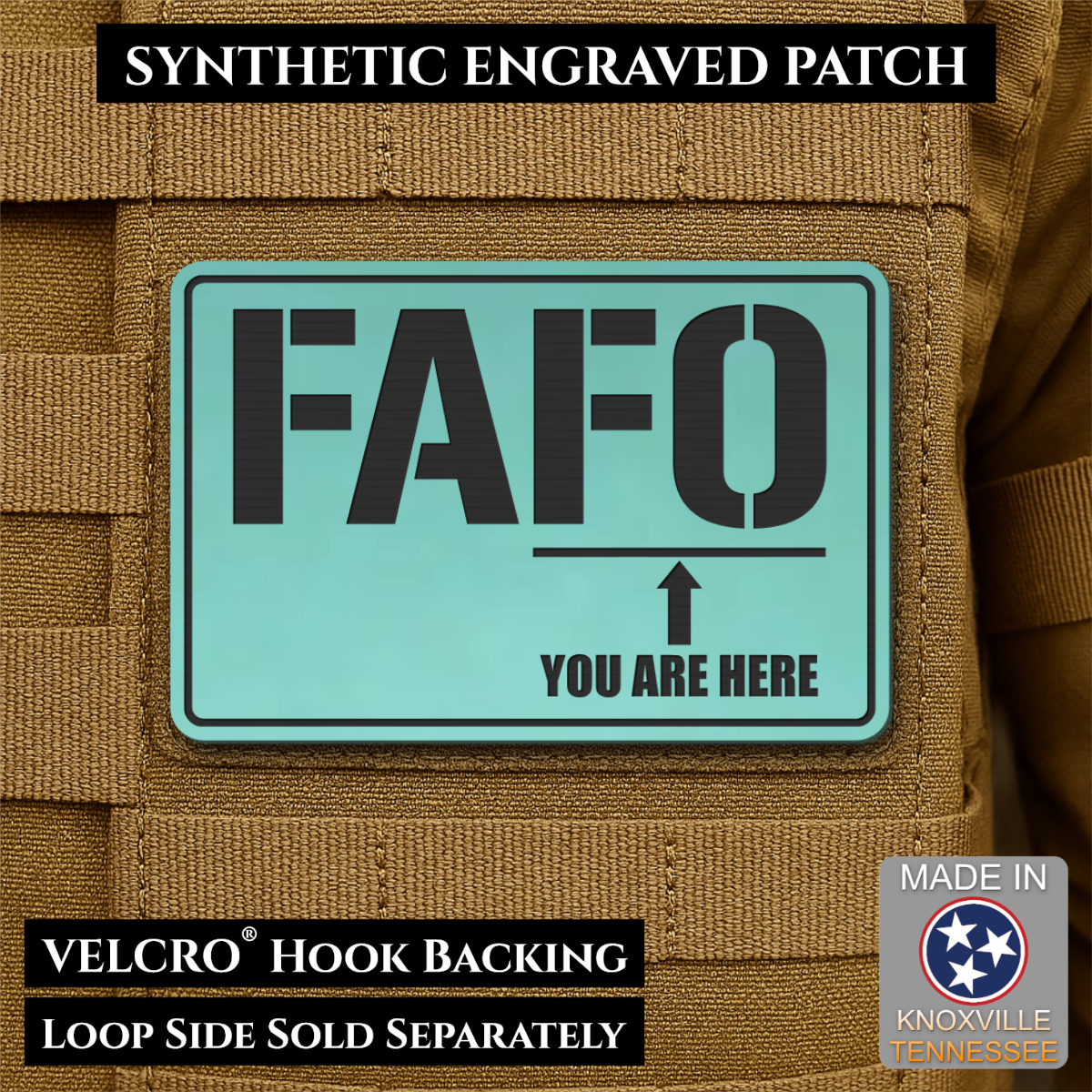 FAFO You Are Here Funny Morale Patch, 2x3" | Made in USA | VELCRO® Brand Hook Backing
