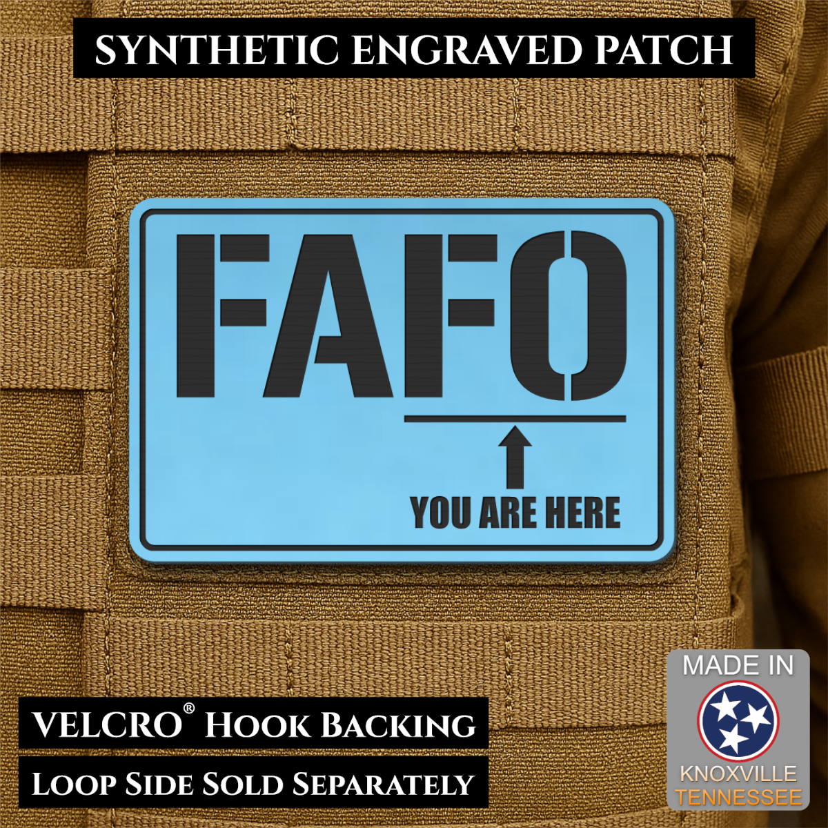 FAFO You Are Here Funny Morale Patch, 2x3" | Made in USA | VELCRO® Brand Hook Backing