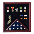 Flag Medal Display Case, Wood Military Flag Medal Shadow Boxes