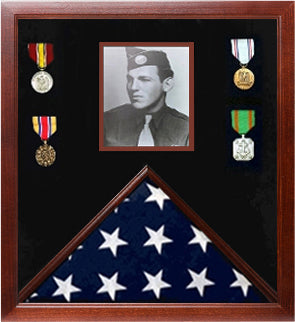 Photo Flag and Medal Display Case, Flag and Photo Frame